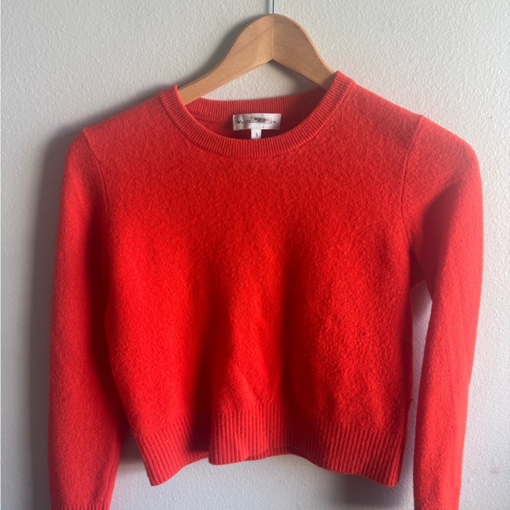White + Warren Vibrant Red Crew Neck Sweater